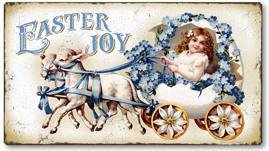 Item 3148 Vintage Style Easter Lambs Plaque