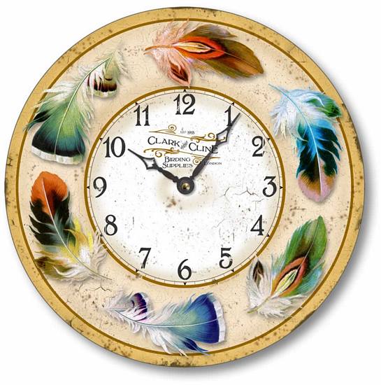 Item C2017 Vintage Style Bird Feather Wall Clock