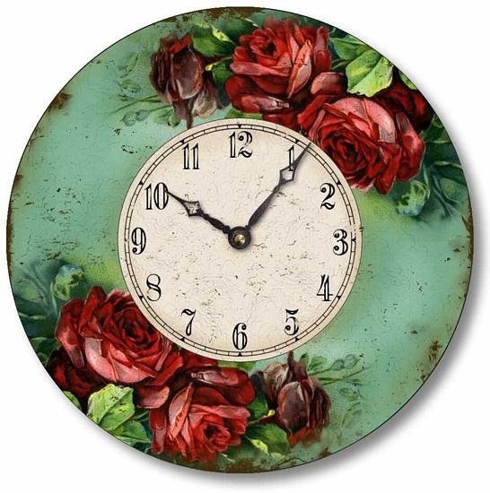 Item C2027 Vintage Victorian Style Red Roses Clock