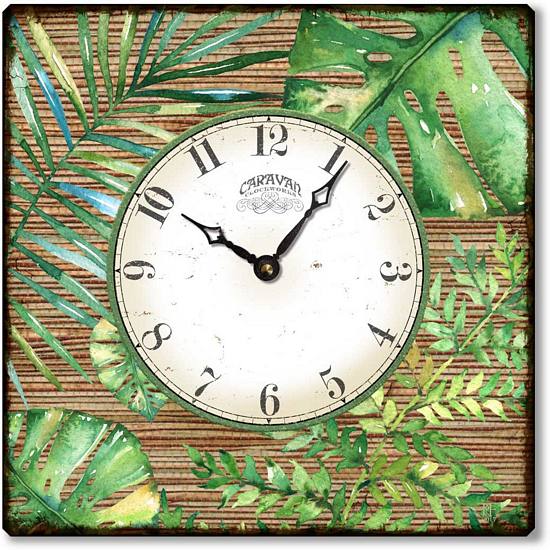 Item C2115 Square Tropical Leaves Wall Clock