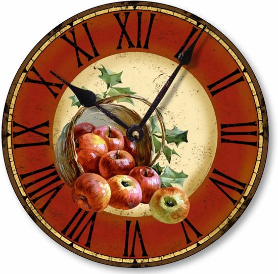 Item C6010 Rustic Style Apples Clock