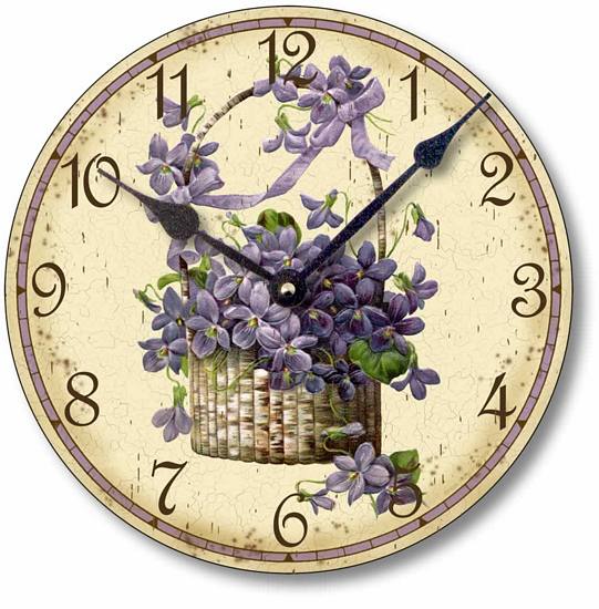 Item C6018 Victorian Style Basket of Violets Clock