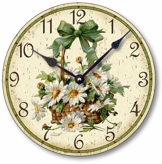 Item C6030 Victorian Style Basket of Daisies Clock