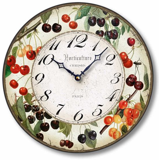 Item C8205 Antique Style Cherries Wall Clock