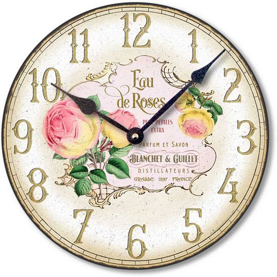 Item C8255 Vintage Style Rose Perfume Label Wall Clock