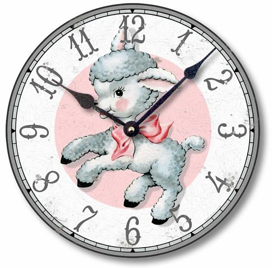 Item C9007 Retro 1950s Style Lamb Child's Wall Clock