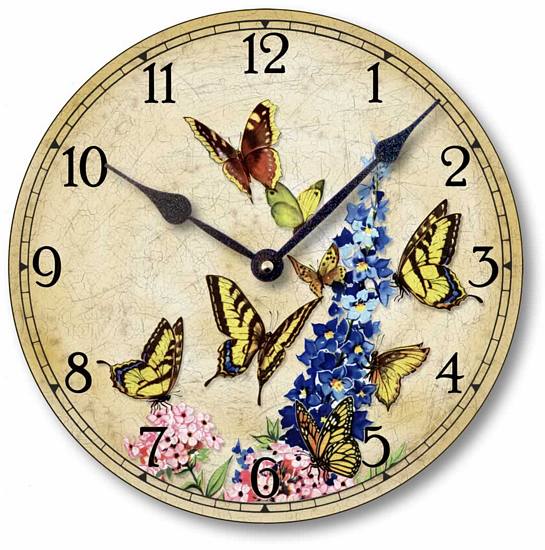 Item C9010 Vintage Style Butterflies Wall Clock