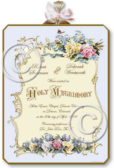 Item M308 Victorian Wedding Certificate Plaque