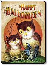 Item 10011 Classic Retro Halloween Owls Plaque