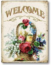 Item 10107 Welcome Vintage Floral Plaque