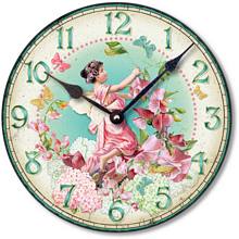 Item C1206 Vintage Style Sweet Pea Fairy Wall Clock