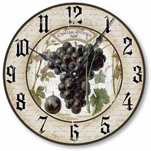 Item C1230 Wine Grapes Wall Clock Clock