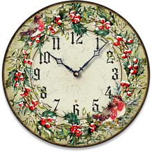 Item C1450 Red Birds and Holly Christmas Clock