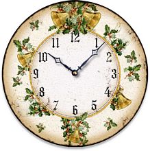 Item C1720 Vintage Style Christmas Bells Wall Clock