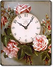 Item C3625 Vintage Style Pink Roses Wall Clock
