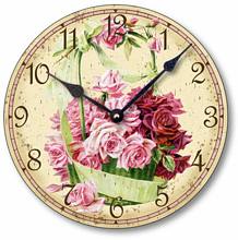 Item C6017 Victorian Style Basket of Roses Wall Clock