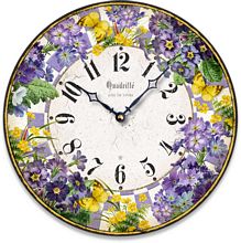 Item C8022 Vintage Style Purple Primrose Wall Clock