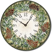 Item C8116 Vintage Style Winter Evergreen Wall Clock