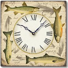 Item C8214 Fishing Flies and Fish Wall Clock