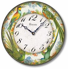 Item C8215 Vintage Style Exotic Birds Wall Clock
