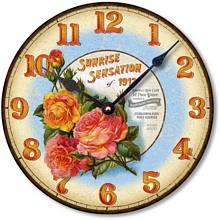 Item C8230 Vintage Style Sunrise Roses Clock
