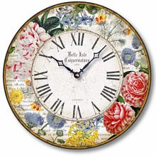Item C8308 Antique Floral Botanicals Clock
