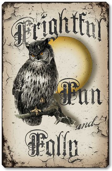 Frightful Fun & Folly Owl Halloween Wall Plaque  Fairy 